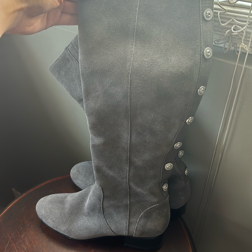 Nine West Tall Suede Grey Boots with Zipper